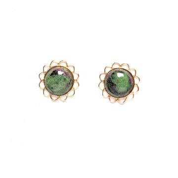 Ruby Zoisite XL Flower Studs