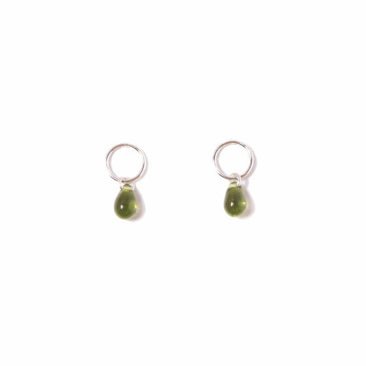 olive-glass-teardrop-stud-earrings-sterling-silver handmade jewelry by michelle starbuck designs