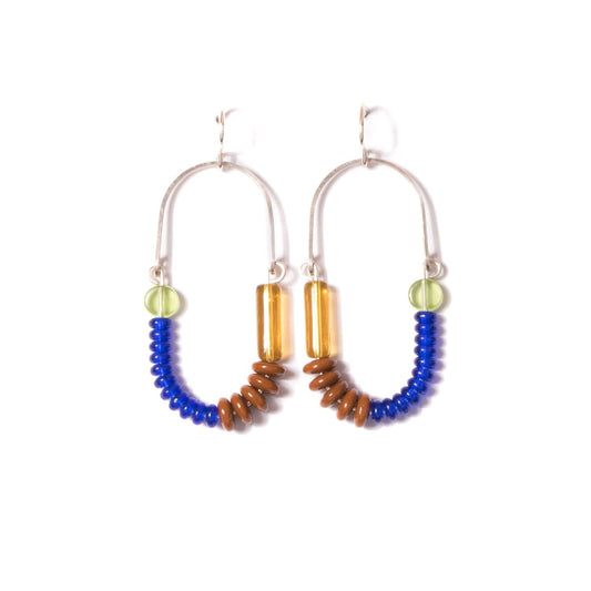 Cobalt, Olive, Mocha, and Topaz Balance Earrings/ Sterling Silver