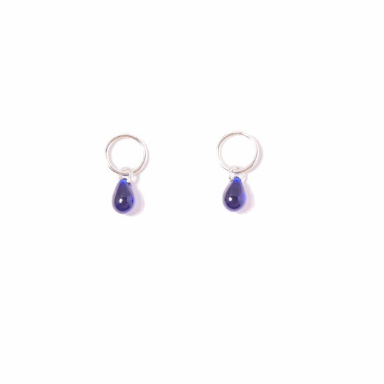cobalt-glass-teardrop-stud-earrings-sterling-silver handmade jewelry by michelle starbuck designs