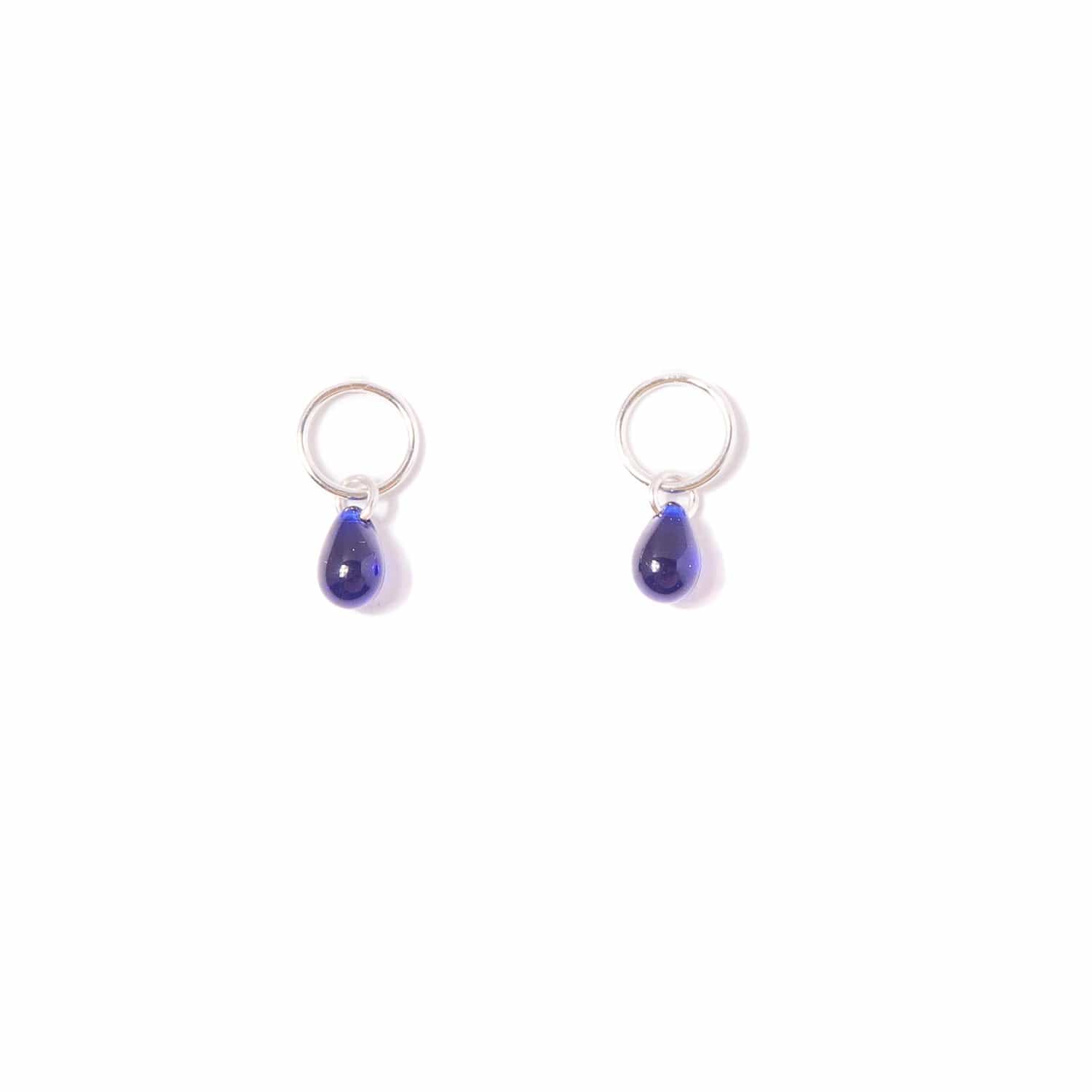cobalt-glass-teardrop-stud-earrings-sterling-silver handmade jewelry by michelle starbuck designs