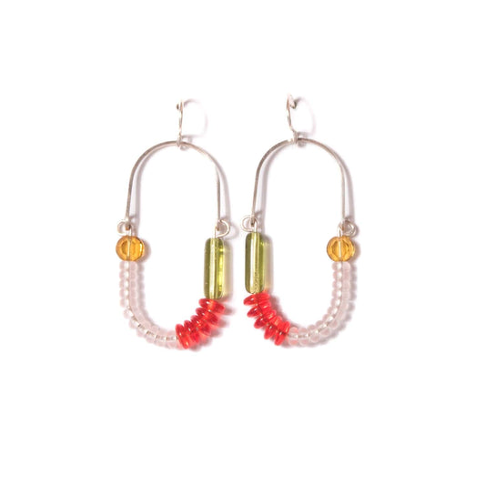 Hyacinth, Rose, Olive, and Topaz Balance Earrings/ Sterling Silver