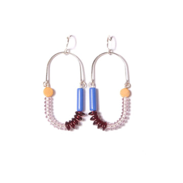Yellow Jasper, Periwinkle, Oxblood, + Amethyst Balance Earrings/ Sterling Silver