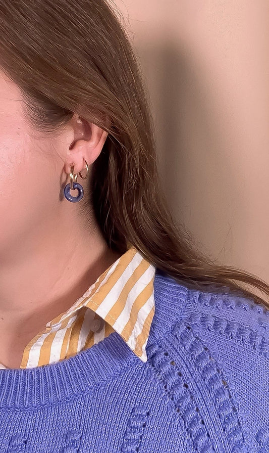 Sapphire Glass Hoop Earrings