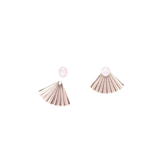 Silver Blue Lace Agate Mini Pleat Jacket Earrings