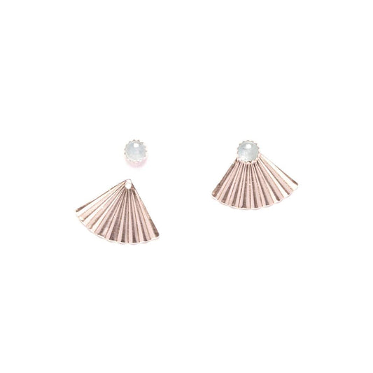 Silver Aquamarine Mini Pleat Jacket Earrings