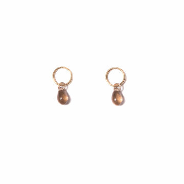 smoky-topaz-glass-teardrop-stud-earrings-gold-fill handmade jewelry by michelle starbuck designs