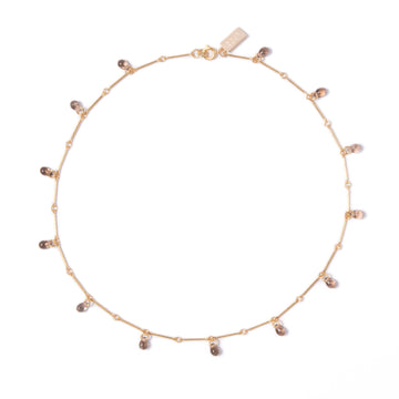 Teardrop Fringe Necklace in Smoky Topaz Glass