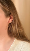Smoky Topaz Glass Double Drop Earrings