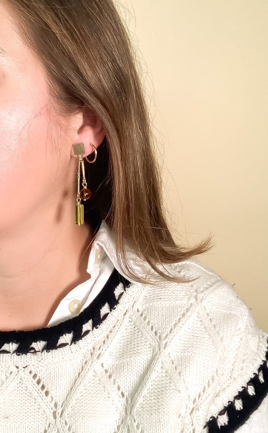 Swing Earrings in Olive and Mocha