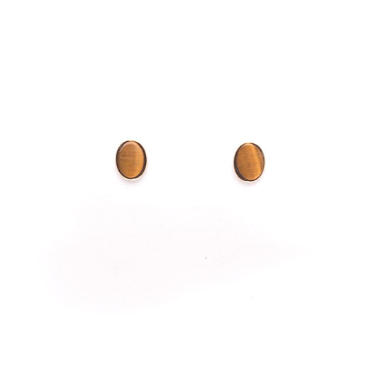 Tiger's Eye Oval Studs