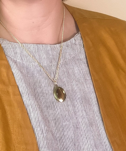 Mother of Pearl Oval Locket Necklace