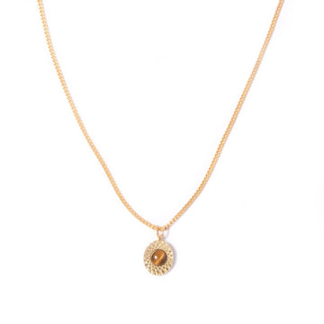 Tiger's Eye Vintage Starburst Charm Necklace
