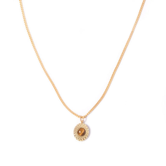 Tiger's Eye Vintage Starburst Charm Necklace