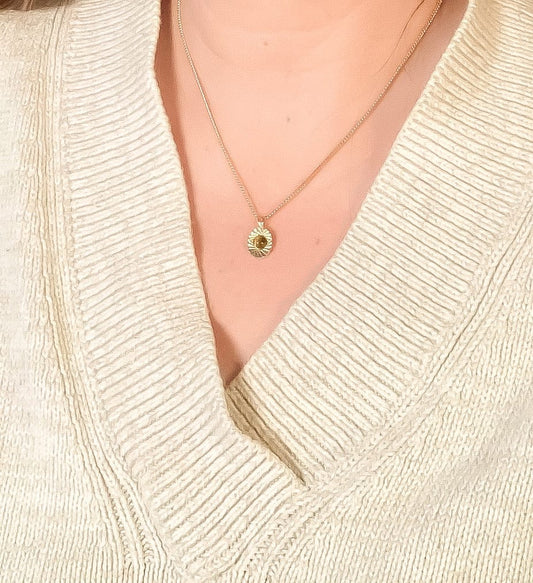 Tiger's Eye Vintage Starburst Charm Necklace