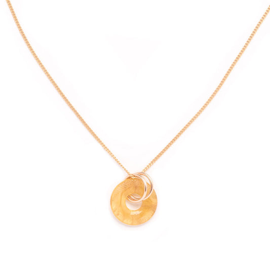 Vintage Glass Deco Ring Necklace- Topaz