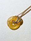Vintage Glass Deco Ring Necklace- Topaz