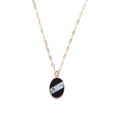 Opal + Onyx Oval Charm Necklace