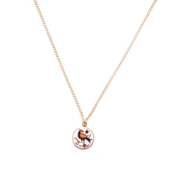 Gold Vintage Hex Charm Necklace- Single Distelfink