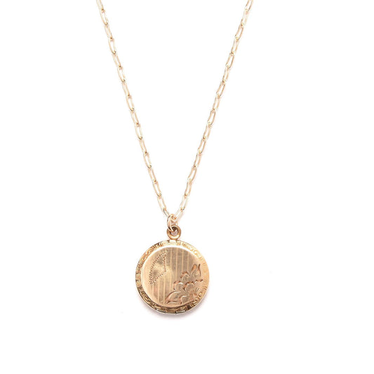 Vintage Gold Fill Round Locket Necklace