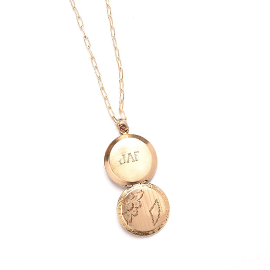 Vintage Gold Fill Round Locket Necklace