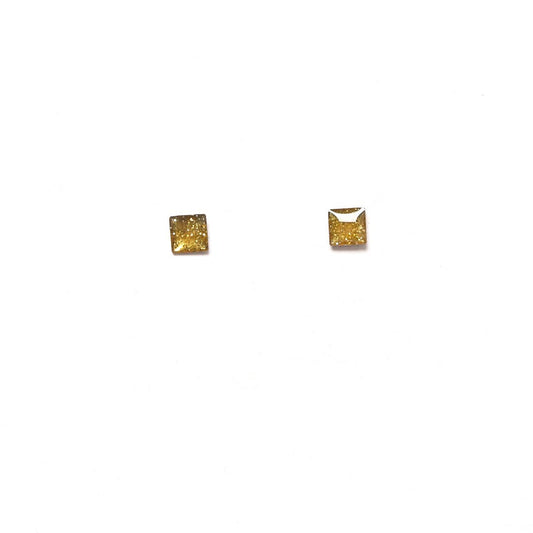 Vintage Enamel Gold Square Studs