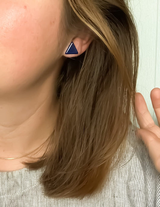 Vintage Navy Triangle Studs