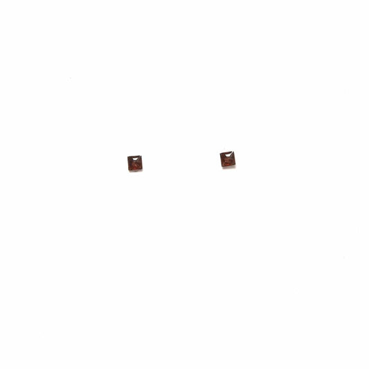 Vintage Tiny Enamel Brown Square Studs