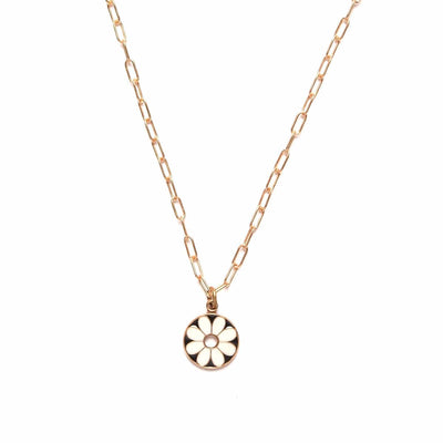 Flower Power Charm Necklace in White & Black