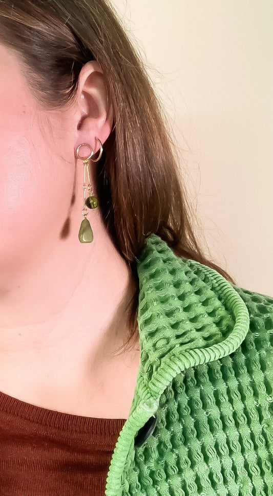 Wyoming Jade + Olive Glass Swing Earrings