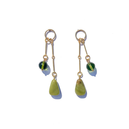 Wyoming Jade + Olive Glass Swing Earrings
