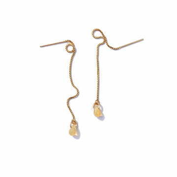 Yellow Opal Glass Teardrop Threaders