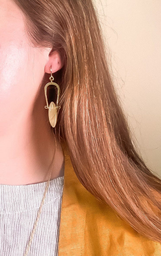 Amulet Earrings in Yellow Jade