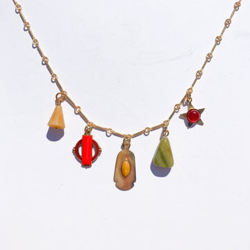 Charm Necklace with Yellow Jasper and Jade