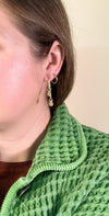 Yellow Opal Glass Double Drop Earrings