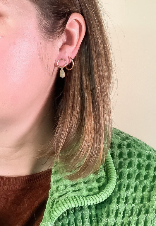 Yellow Opal Glass Teardrop Studs