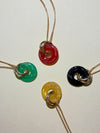 Vintage Glass Deco Ring Necklace- Black
