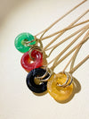 Vintage Glass Deco Ring Necklace- Topaz