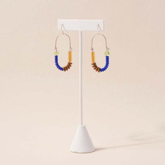 Cobalt, Olive, Mocha, and Topaz Balance Earrings/ Sterling Silver