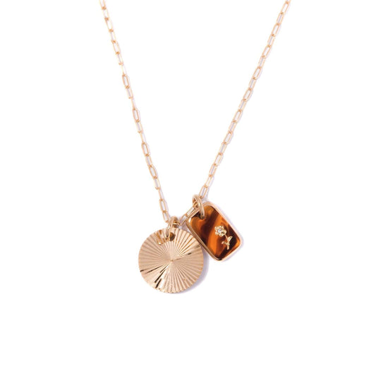 tortoise-glass-sunburst-charm-necklace handmade jewelry by michelle starbuck designs