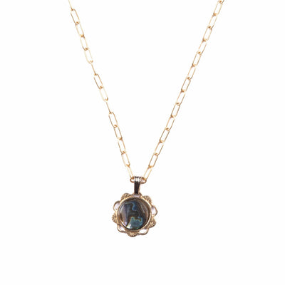 Scalloped Charm Necklace in Abalone