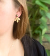 Engraved Leaf Jackets with Black Opal Studs