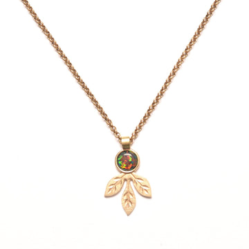 Black Opal Engraved Leaf Necklace