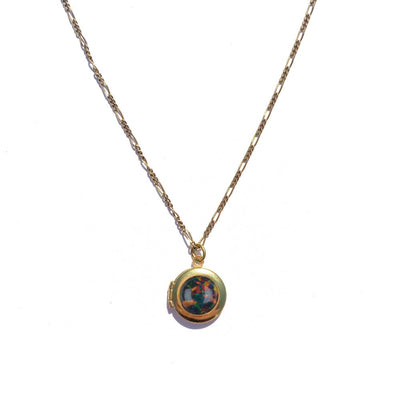 Black Opal Locket Necklace