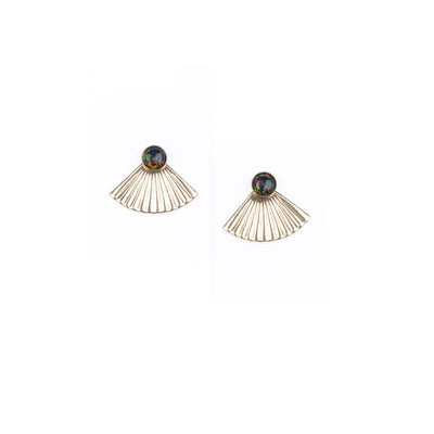 Mini Pleat Jacket Earrings with Black Opal Studs