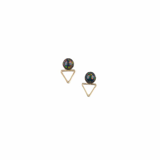 Tiny Elder Studs in Black Opal