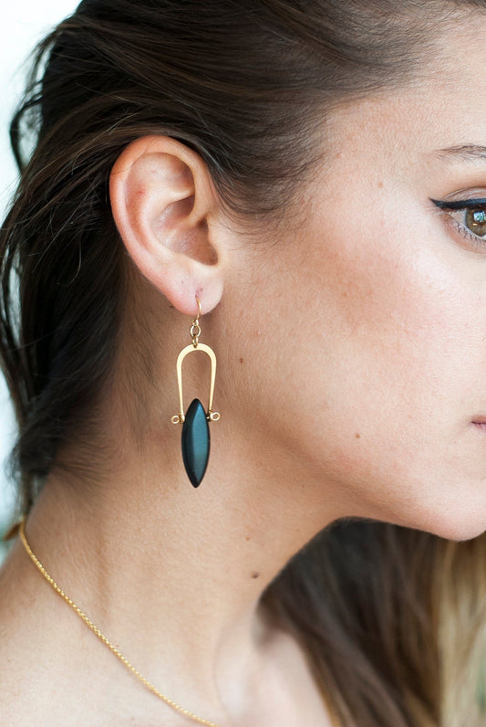 Amulet Earrings in Dalmatian Jasper