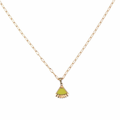 Peplum Charm Necklace in Chartreuse