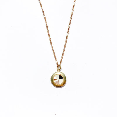 Checkered Shell Locket Necklace