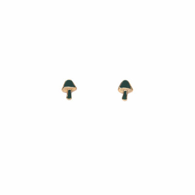 Tiny Mushroom Studs in Forest Green